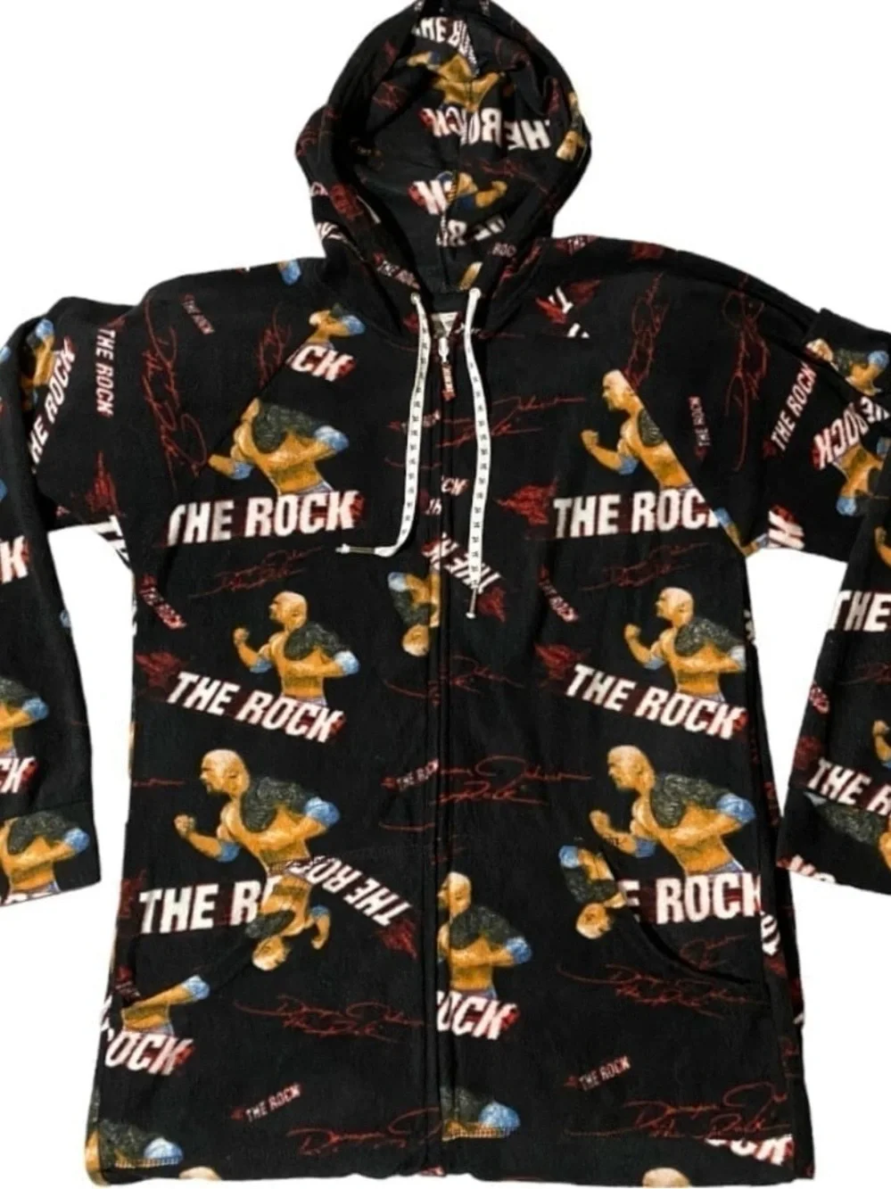 WWE The Rock Jumpin Jammerz Footed Fleece Onesie Pajamas Mens S Dwayne Johnson